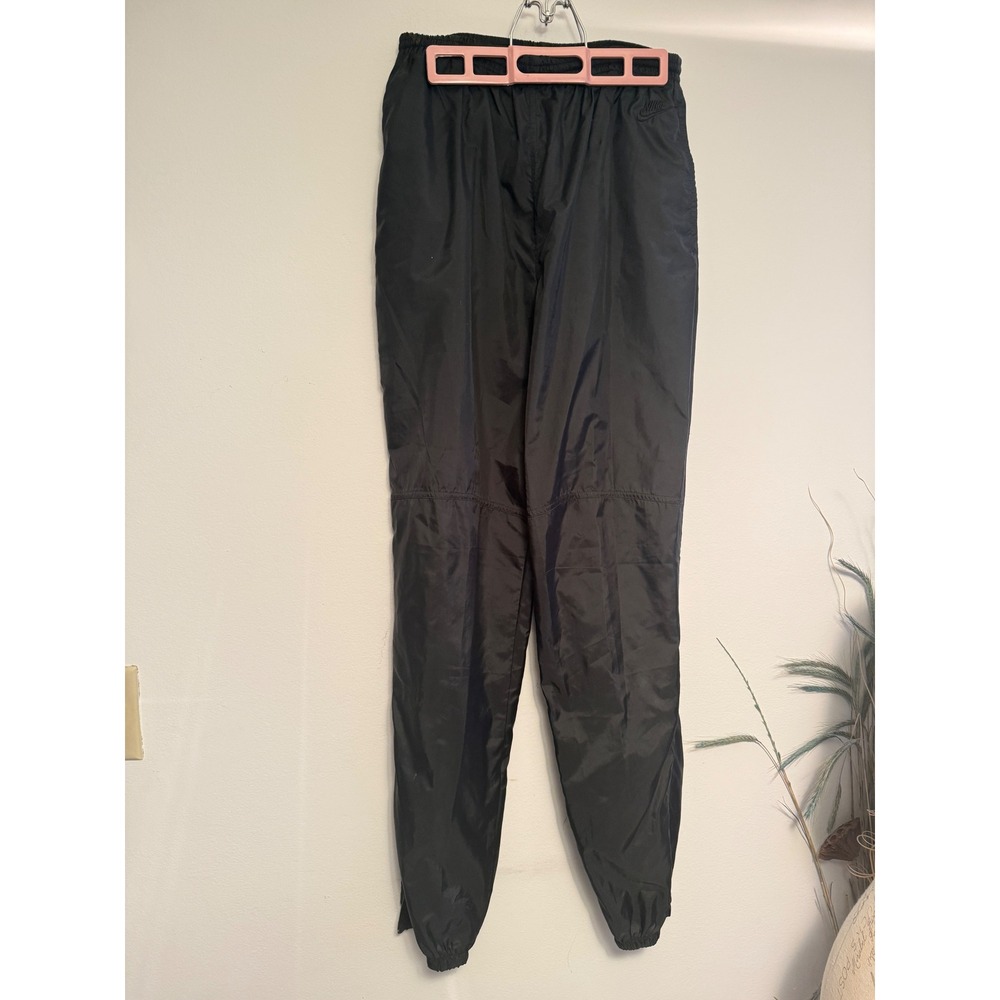 Vintage Nike Nylon Track Pants Womens Large Black Windbreaker Joggers F11102TSU‎